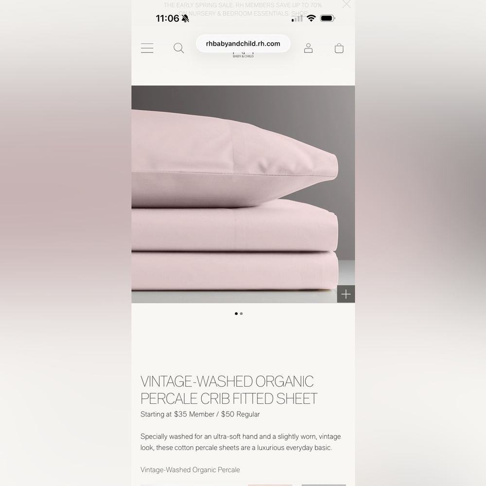 Restoration Hardware Soft Pink Crib Sheets